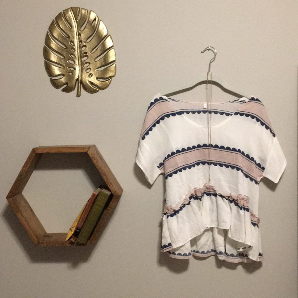 White pink striped top